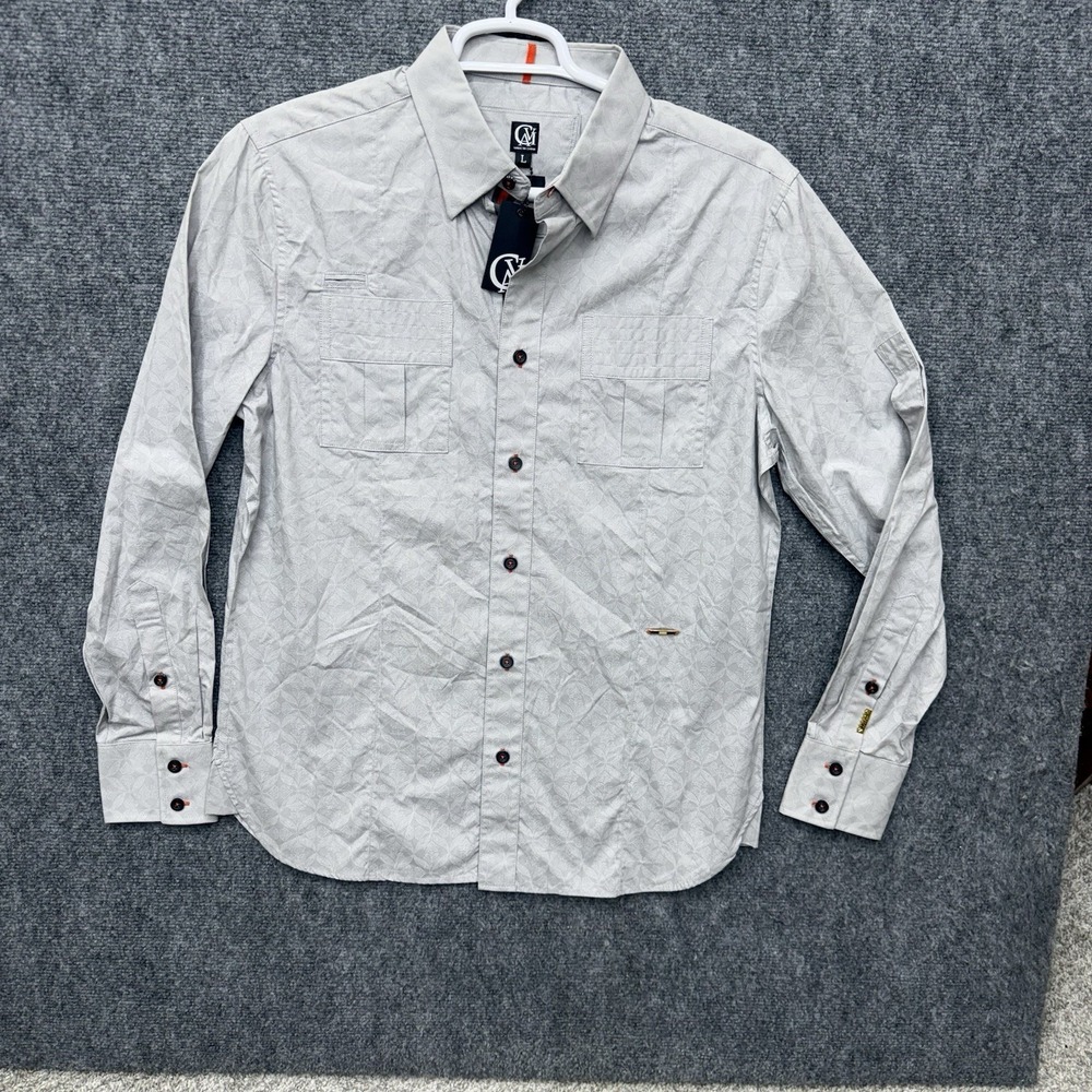 CAVI button up long‎ sleeve shirt men's size Large gray
